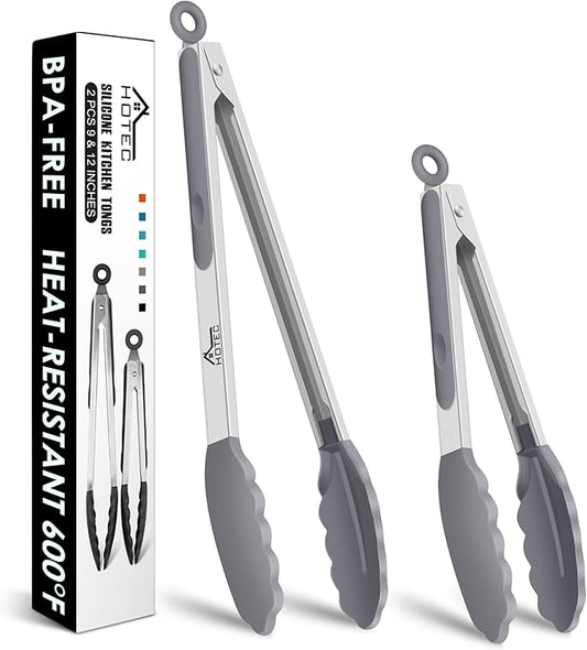 HOTEC Premium Stainless Steel Locking Kitchen Tongs by Hotec