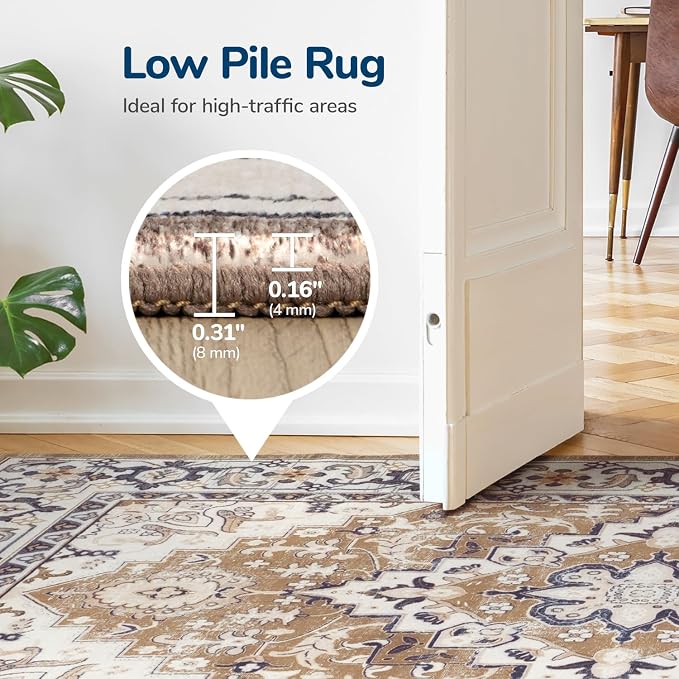 Lessymo 2 x 4 Entryway Rug, Machine Washable Area Rugs Boho Faux Wool Low Pile - Image 5
