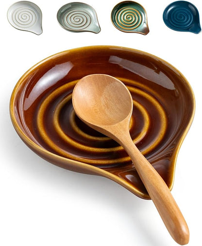 LAUCHUH Spoon Rest, 5 inches Large Ceramic Spoon Rest by LAUCHUH