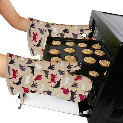 Oven Mitts Gloves 1 Pair Heat Resistant 480 ℉ Non Slip Clear Silicone Printed - Image 6