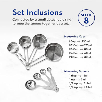 New Star Foodservice 42917 Stainless Steel 8-Piece Measuring Cups and Spoons - Image 4