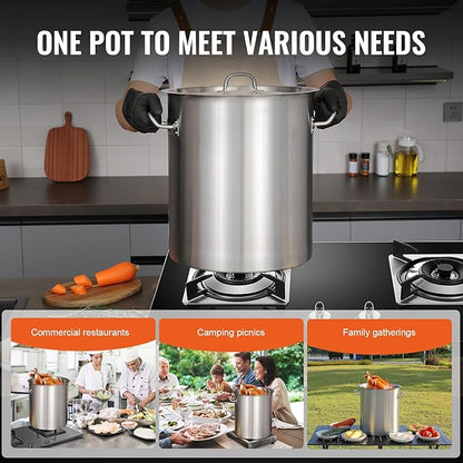 VEVOR 18/8 Stainless Steel Stockpot, 42QT Large Cooking Pots, Heavy Duty - Image 6