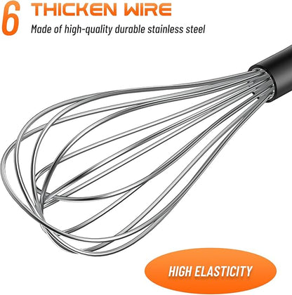 NileHome Silicone Whisk Set 8" 10" Kitchen Whisk Kitchen Wisk Wire Whisks - Image 3