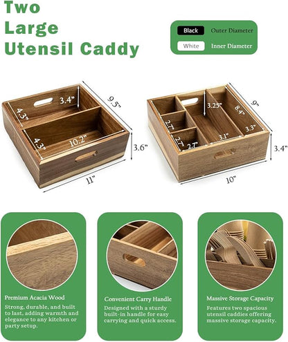 Acacia Wood Utensil Holder for Party - Image 3