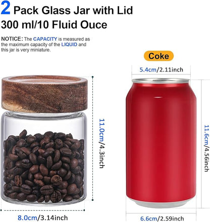 10 oz Small Glass Jars with Top Screw Lid Round Herb Coffee Bean Ground Storage - Image 8