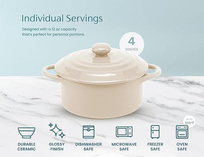 Kook Ceramic Mini Cocotte Set, Small Casserole Dishes - Image 7