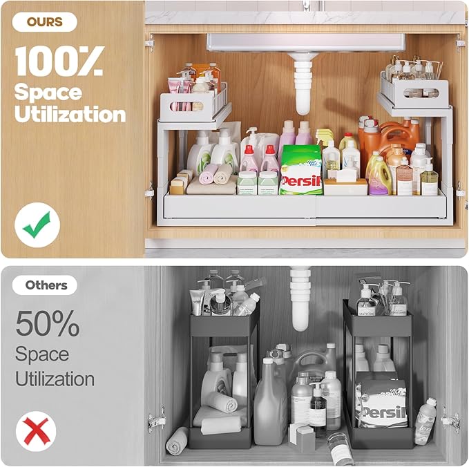 1 Pack-19"-32"W Expandable Under Sink Organizer - Image 4