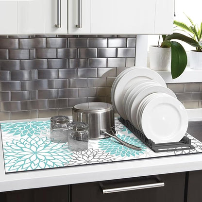 Findosom 2PCS 17" x 32" Dish Drying Mat & 24" x 5.5" Sink Splash Guard - Image 6