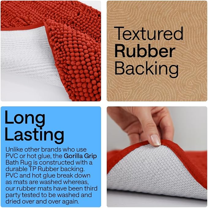 GORILLA GRIP Bath Rug Mat 36x24, Soft Absorbent Chenille, Quick Dry Microfiber - Image 3