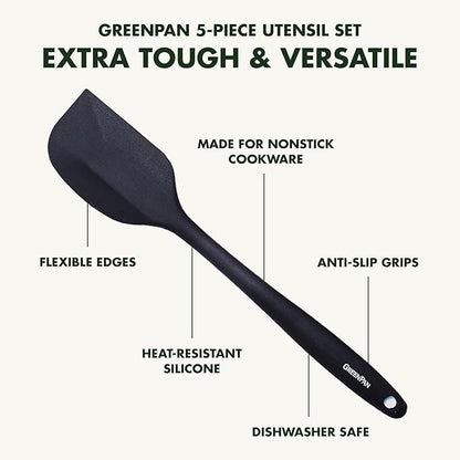 GreenPan 5 Piece Cooking Utensil Set, Flexible Nonstick Silicone, Stain-Free - Image 3