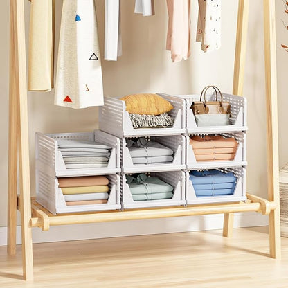 8 Pack Stackable Closet Storage Basket - Image 6