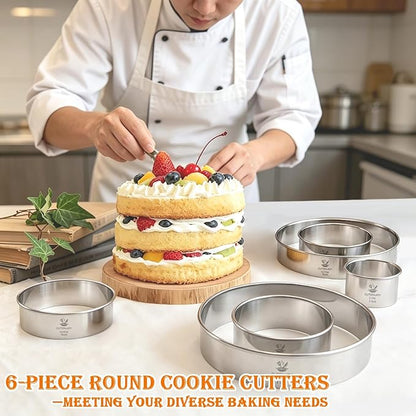 6 PCS Round Cookie Cutters, Stainless Steel Biscuit Cutters - Image 4