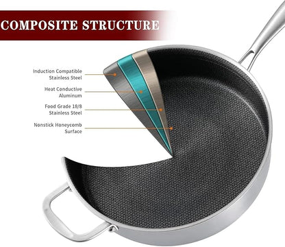 LOLYKITCH 6 QT Tri-Ply Stainless Steel Non Stick Sauté Pan - Image 2