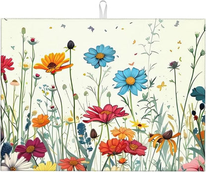 Butterfly Flowers Dish Drying Mat 18x24 Inch, Microfiber Absorbent Fast Dry Mat by Unknown