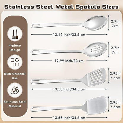 4 Pcs Cooking Utensils Set, Stainless Steel Kitchen Utensils, Heat Resistant - Image 6