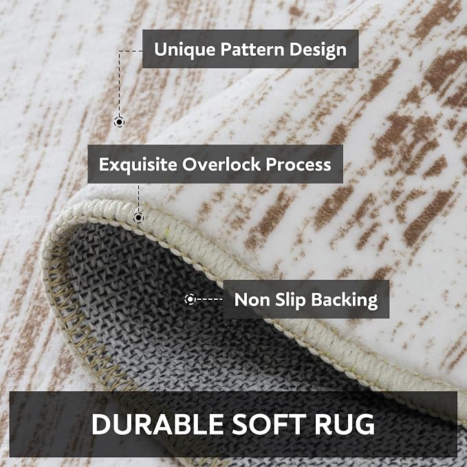 5x7 Large Area Rugs for Living Room Machine Washable Rug Distressed Indoor - Image 5