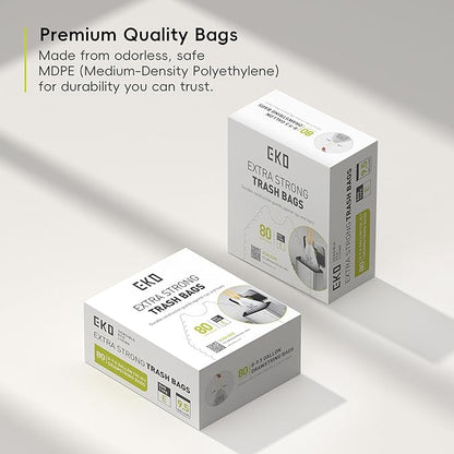 EKO Easy-Dispense Roll 80 Count Extra-Strong Drawstring Tall Kitchen Trash Bag - Image 7