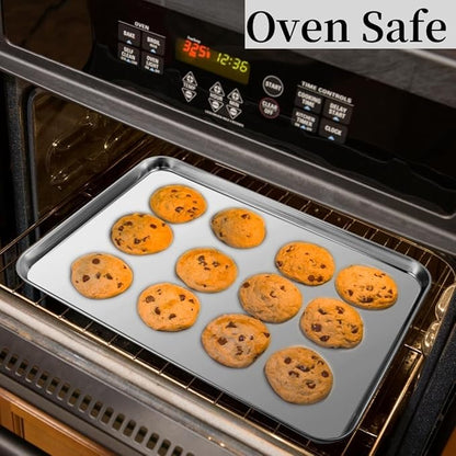 Stainless Steel Baking Sheet Set of 2, Cookie Sheet Baking Sheet Pan - Image 5