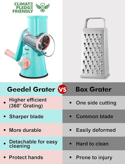 Geedel Rotary Cheese Grater, Kitchen Mandoline Vegetable Slicer - Image 2