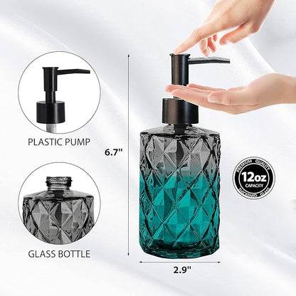 11oz Glass Soap Dispenser with Plastic Pump, Lotion Shower Gel - Image 2
