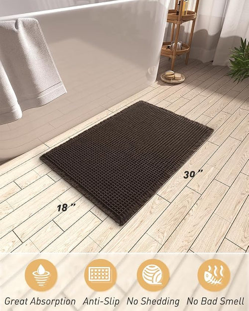 AMOAMI Upgraded Waffle Bath Mat, Super Absorbent Non Slip Bath Mats - Image 2