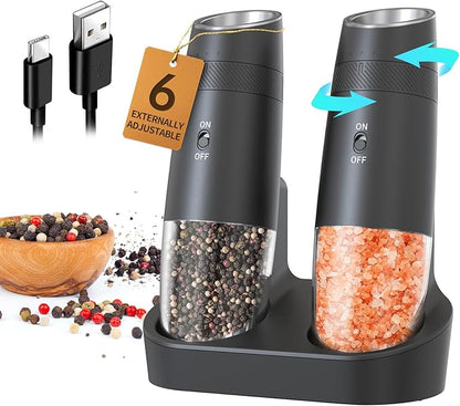 CIRCLE JOY Gravity Electric Salt and Pepper Grinder Set Automatic Shakers by CIRCLEJOY