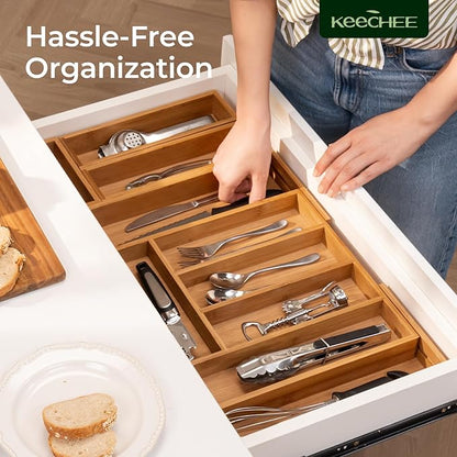 keechee 6-Piece Bamboo Drawer Organizer Set, 2.2" Deep Multi-Use Organizers - Image 9
