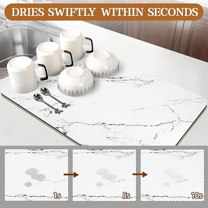 White Dish Drying Mat, Absorbent Heat Resistant Dish Drying Mats - Image 3