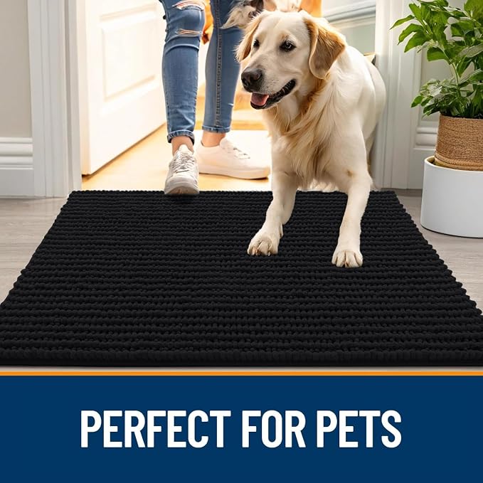 OLANLY Dog Door Mat for Muddy Paws 44x32, Ultra Absorbent Chenille Mud Doormat - Image 6