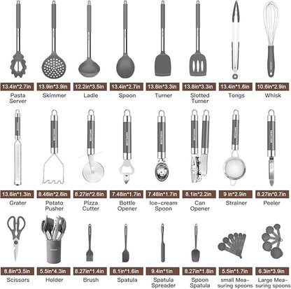 Kitchen Utensils Set-Silicone Cooking Utensils-32pcs Non-Stick Silicone Cooking - Image 2