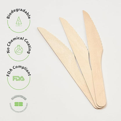 Wooden Knives 300 Pieces | Natural Birch Wood Disposable Knives | Biodegradable - Image 4