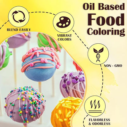 Oil Based Food Coloring for Chocolate - 16 Colors Concentrated Oil Food Dye, Food Grade Dye Set for Melting Chocolate, Candy Melts, Icing Frosting, Fondant, Christmas Cake Decorating, Baking, Cookies - 0.35 Fl.Oz/Bottles