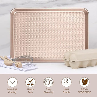 Wildone 2 Pack Half Sheet Baking Pans, Honeycomb Embossed Nonstick Baking Sheet - Image 7
