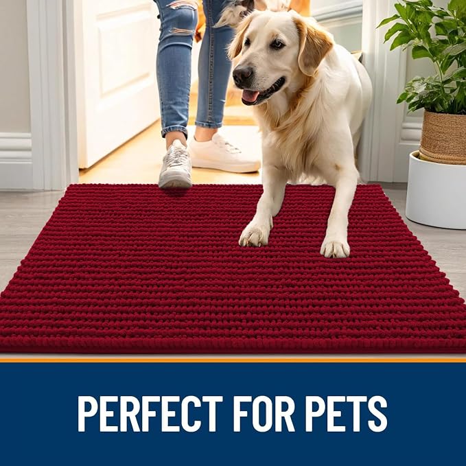 OLANLY Dog Door Mat for Muddy Paws 44x24, Ultra Absorbent Chenille Mud Doormat - Image 6