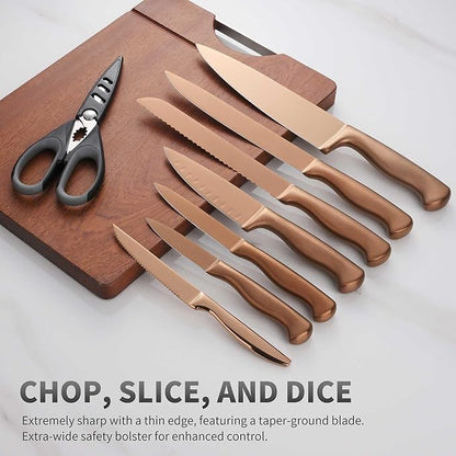 15-Piece Rose Gold Knife Block Set - Image 5