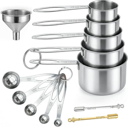 13PCS Stainless Steel Measuring Cups and Spoons Set by CreateHarmonyWithYourPet