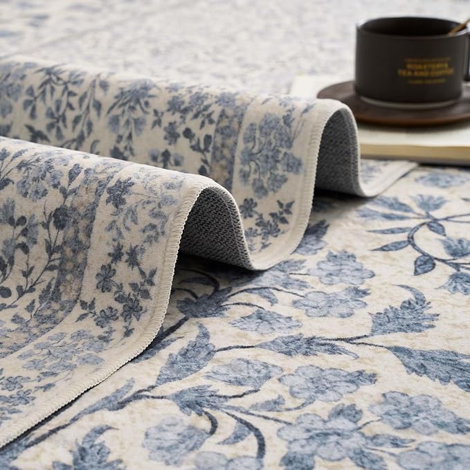 jinchan Zenith Floral Runner Rug 2x6 Washable Kitchen Runner Non-Slip Low-Pile - Image 9