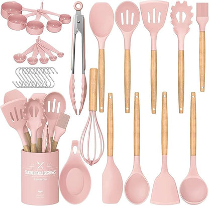 Umite Chef Silicone Kitchen Utensils Set, 33 Piece Non-Stick Kitchen Utensils by UmiteChef