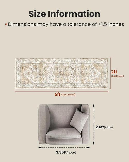 AMADA HOMEFURNISHING 2x6 Washable Runner Rug, Low-Profile Kitchen Rugs - Image 2