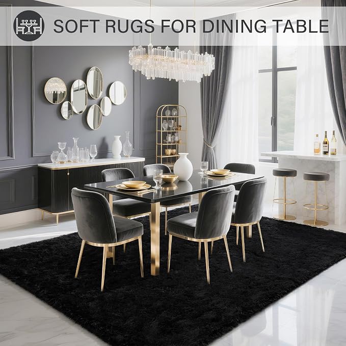 BENRON Fluffy Rugs for Living Room 5x8 Black, Washable Large Area Rugs for - Image 5