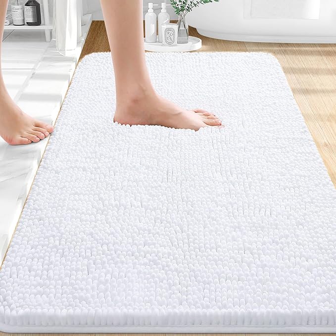 OLANLY Bathroom Rugs 30x20, Extra Soft Absorbent Chenille Bath Rugs, Rubber by OLANLY