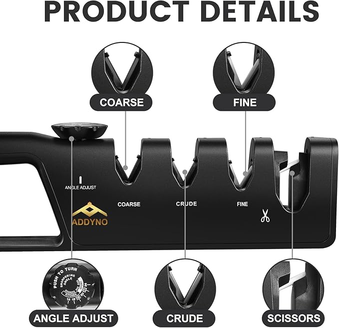 4-in-1 Knife Sharpener with Angle Guide, Adjustable Edge, 3-Stage - Image 3
