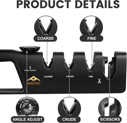 4-in-1 Knife Sharpener with Angle Guide, Adjustable Edge, 3-Stage - Image 3