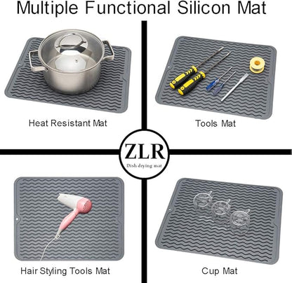 ZLR 2 Pcs Silicone Dish Drying Mat & Heat Resistant Trivet - Image 4