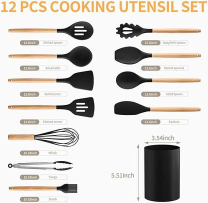 Silicone Cooking Utensil Set, Nonstick 446°F Heat-Resistant Cookware Kitchen - Image 2