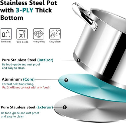 P&P CHEF 6 Quarts Cooking Stock Pot - Image 4