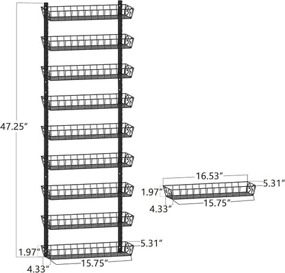 SWOMMOLY Adjustable Wall Mount Spice Rack, 9-Tier Dual-use Organizer - Image 3