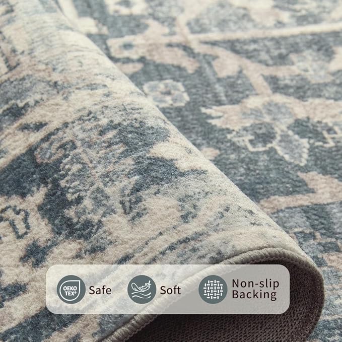 Rugxara 2x10 Runner Rug, Washable Kitchen Rugs, Non Slip Low Pile Area Rug - Image 4