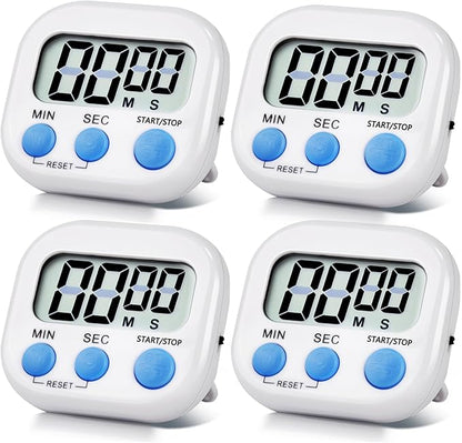 4 Pack White Digital Kitchen Timer Magnetic Digital Timer by Unknown