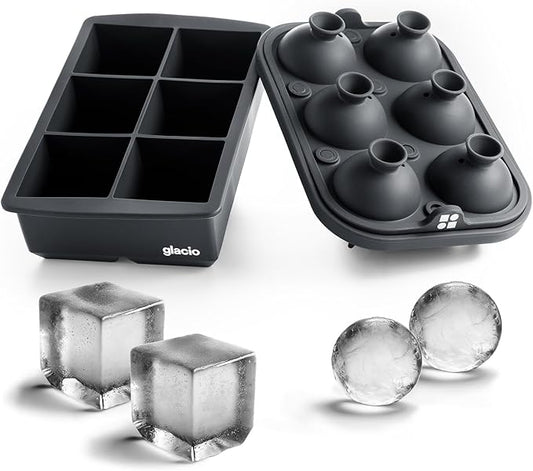 Ice Cube Molds – Large Silicone Ice & Sphere Mold Combo by glacio